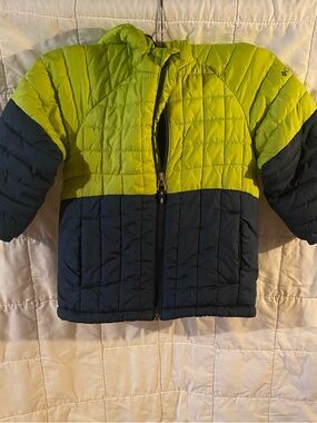 Columbia Neon Yellow and Navy Kids Puffer Jacket 3T